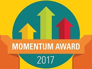 Momentum Award 2017 logo with three upward arrows.